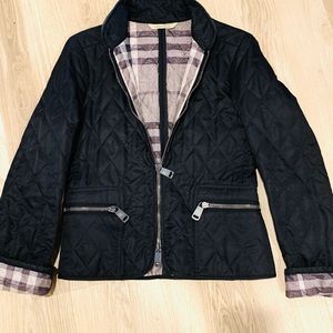 Burberry Quilted Black Jacket with Mandarin Collar
